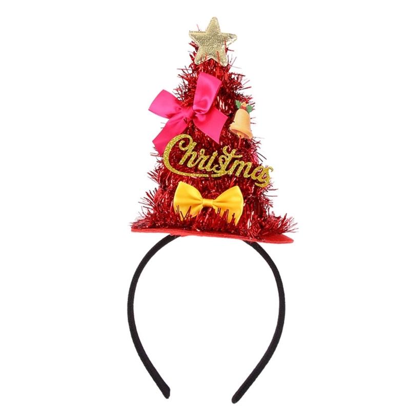 Christmas Photo Hair Accessory Tree Party Wear with Star Ribbon Letter Detail for Adults Kids Holiday Gatherings