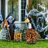 1 Set Halloween Porch Goose Outfits Outdoor Garden Lawn Yard Goose Statue Autumn Pumpkin Cloak Lace Hat Holiday Party Dress-up Clothing