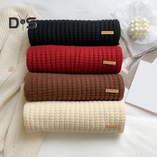 Winter Scarf Solid Color Thickened Warm Knitting Scarf Men Women Long Neck Wrap Garment Clothing Accessories