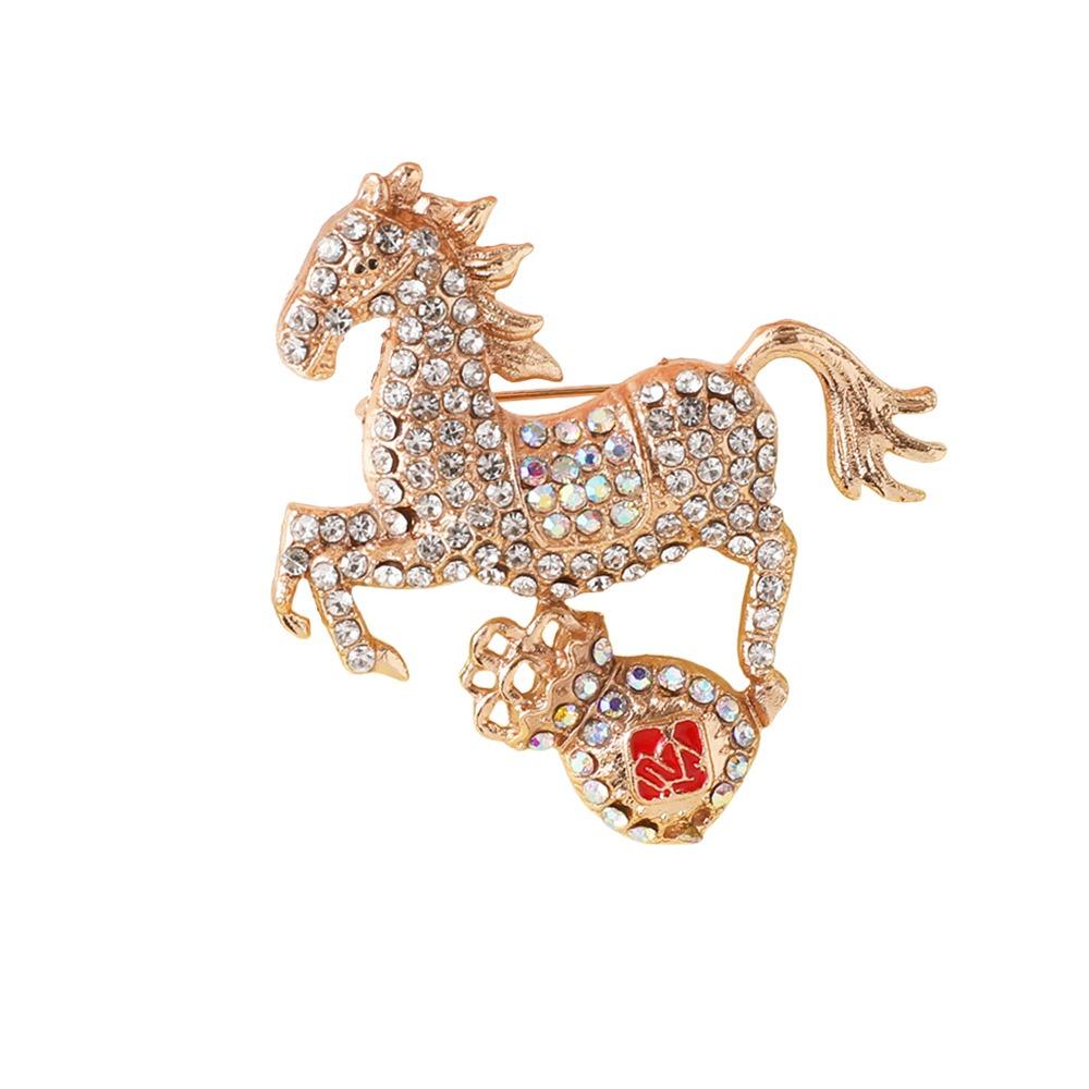 Стразы Броши Лошади Декоративный Значок Животного Зодиака Брошь Бегущая Лошадь Ювелирные Аксессуары