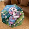1PC unicorn, flowers Automatic Open/Close Umbrella with Windproof, 8-Rib Sturdy Canopy, Durable Ribs, Fashionable Design, Outdoor Accessory, Fun Prin,