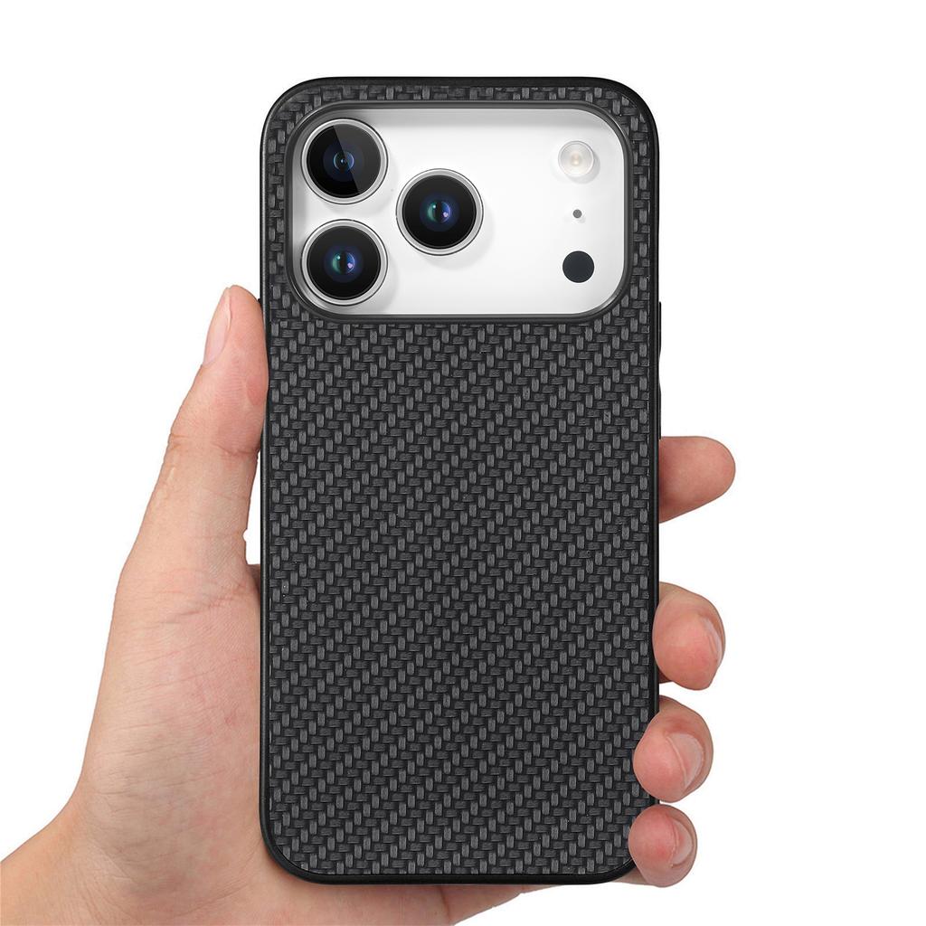 For iPhone 17 Pro Case Carbon Fiber Texture PU+PC+TPU Phone Back Cover