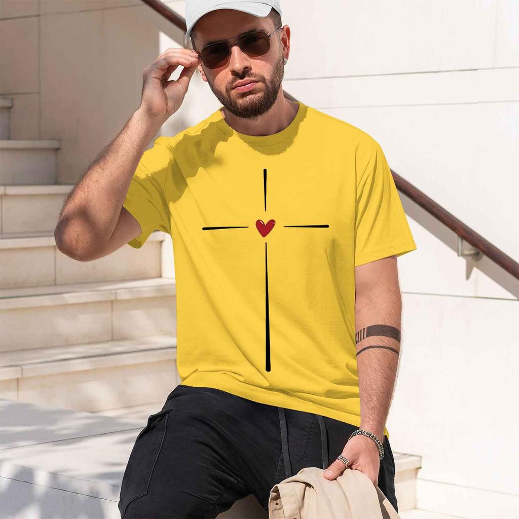 2026 New Model Unisexs 100 Cotton Summer Loose Fit Love He Graphic Printed Slim Fit Casual Sports Round Neck Short Sleeved Tshir