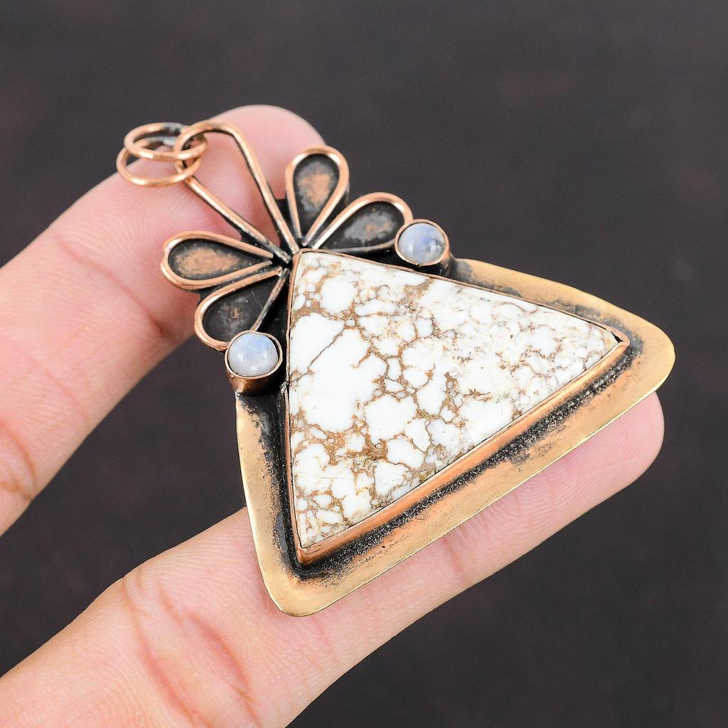 Wild Horse Magnesite Pendant Rainbow Moonstone Pendant Copper Pendant High Quality Gemstone Jewelry Latest Design Jewelry Handmade Pendant