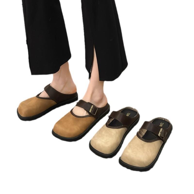 Slippers Women's Spring and Summer Outer Wear 2025 New Half-tray Women's Shoes Platform Bag Head Half-slippers Sandals