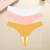3PCS Seamless Thong Women Ice Silk T-back Intimate Solid Breathable Crotch Briefs Sexy Tanga Multiple 10 Color Lingerie