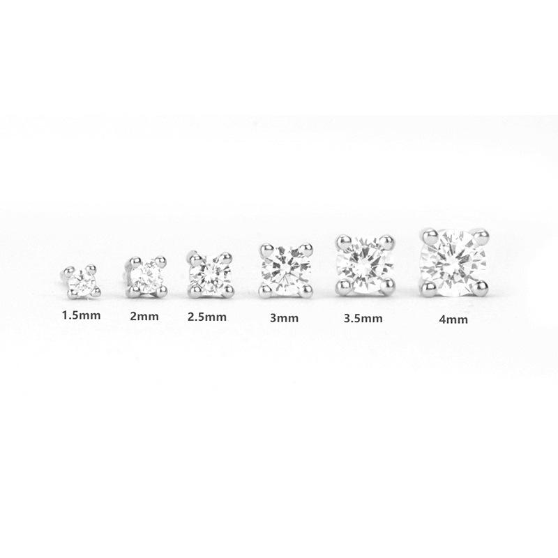 Классические простые серьги-гвоздики из стерлингового серебра S925 с бриллиантами, модные серьги в индивидуальном стиле, 6 комплектов аксессуаров