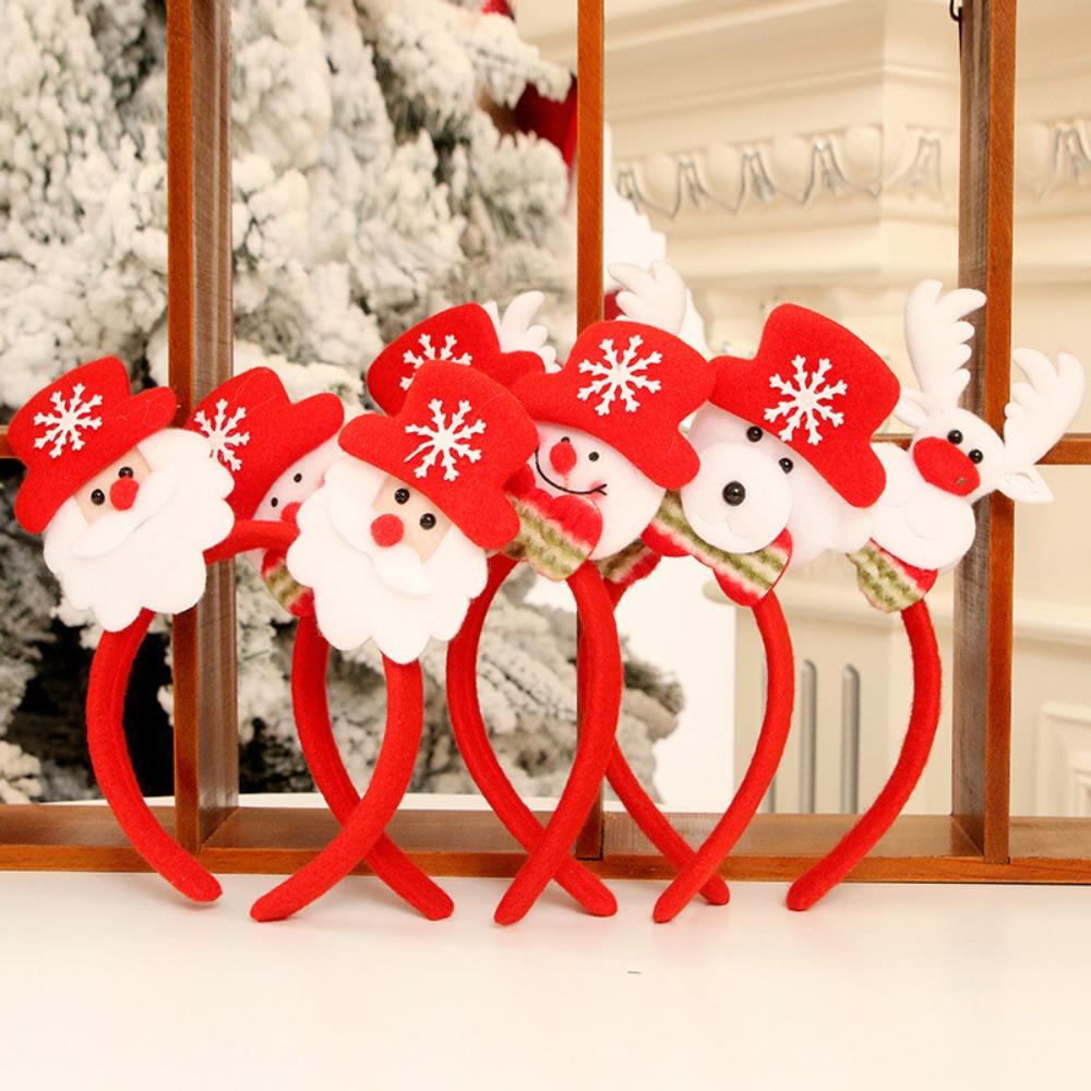 Red Christmas LED Headband Elk Santa Hairband Headwear Elk LED Light Headband  New Year's Eve