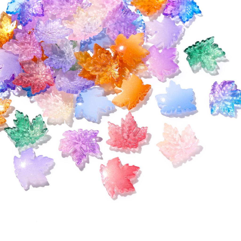 10Pcs/lot 20x20mm Gradient Color Maple Leaf Glass Bead Jewellery Making Beads for Bracelets Necklace DIY Craft Supplies
