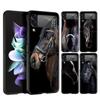Running Horse Wild Animals Phone Case For Samsung Z Flip3 Flip4 Flip5 Shell For Z Flip 3 Flip 5 4 5G Black Hard Folding Cover