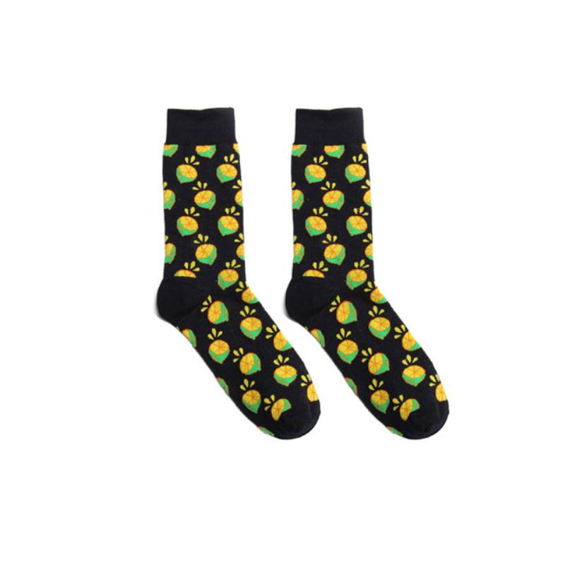 Men Socks Cartoon Lemon Cherry Pineapple Avocado Fruits Colorful Harajuku Male Hip Hop Cotton Socks