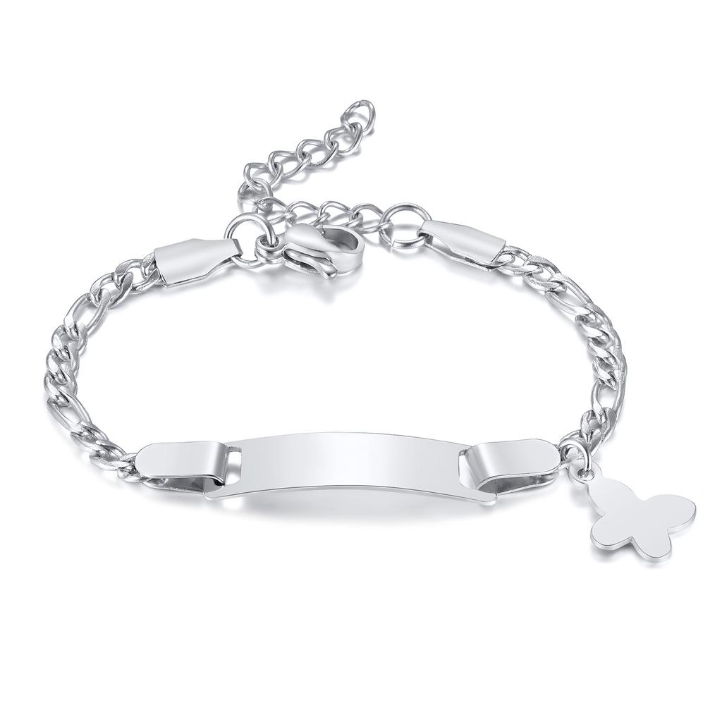Persoanlized Custom Name Heart Bracelet,Stainless Steel Figaro Chain Link Adjustable,Engraved Gift for Boy Girl
