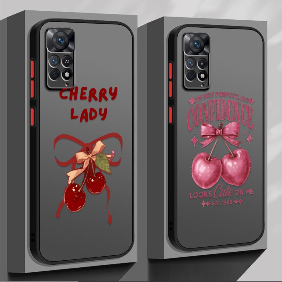 Cartoon Bow Cherry Case for Xiaomi Redmi Note 14 10 11 13 Pro Plus 12 9S 14C A4 13C Funda Back Phone Cover