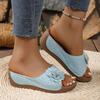 Fashion Retro Flower Decor Wedges Slippers Women Comfortable Slip On Platform Sandals Woman Summer 2025 Thick Sole Non Slip Beach Slides