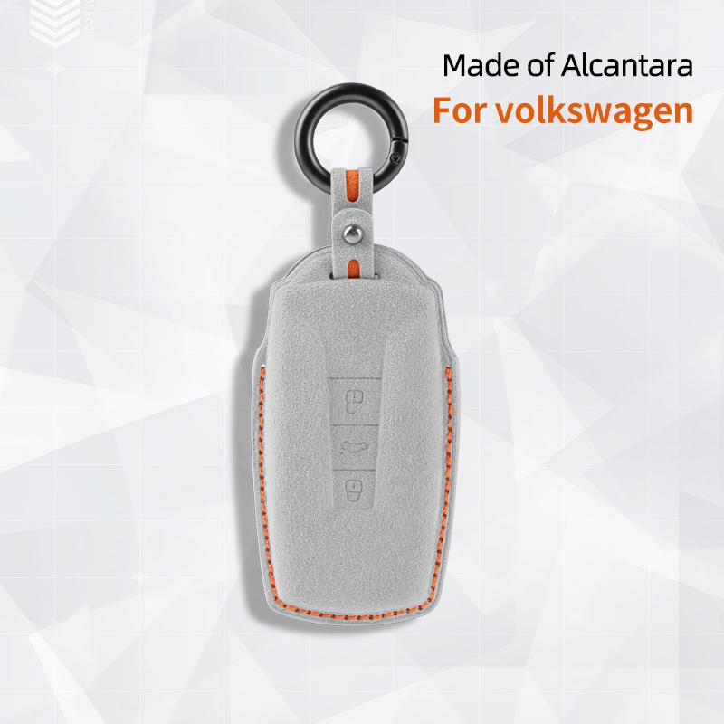 Styling Mouldings High-quality Car key protection shell suede for For VW Volkswagen Touareg 3 Button 2018 - 2021 auto key case c