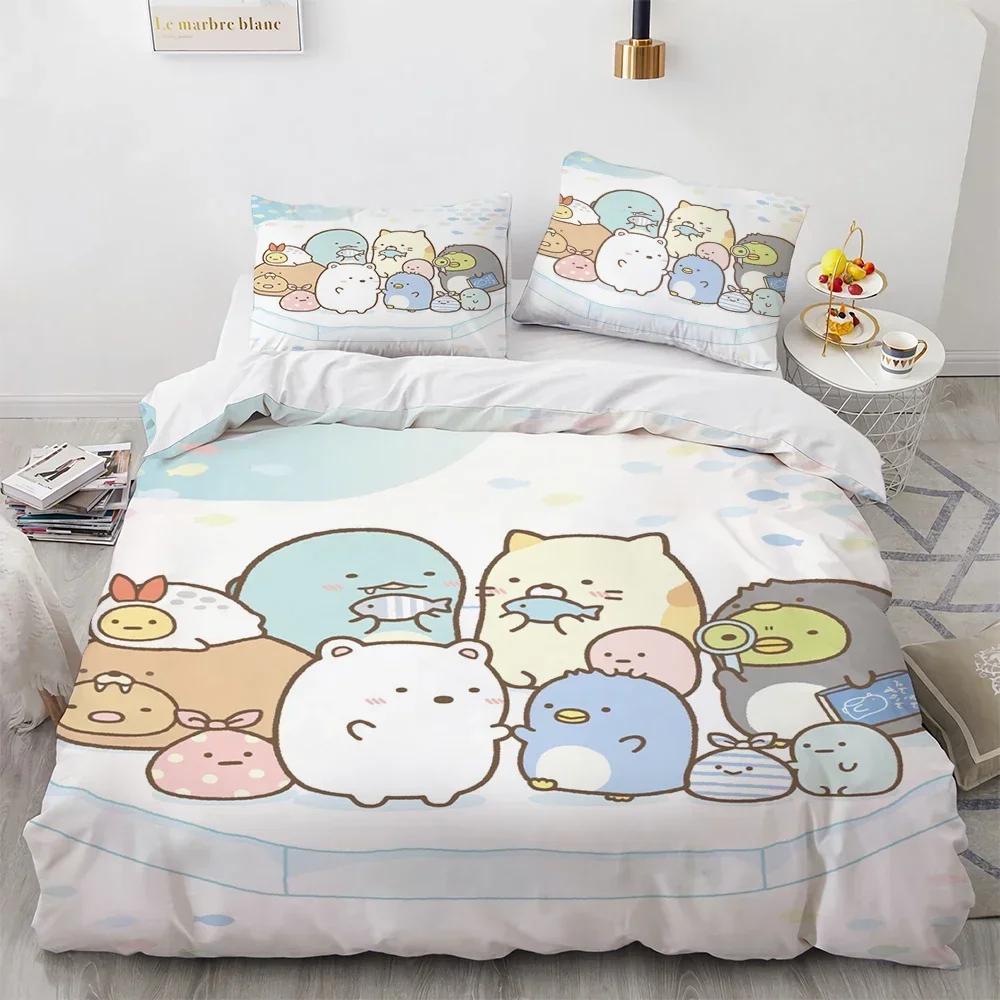 3D Печать Мультяшный Sumikko Gurashi Уютное Покрывало Пододеяльник Наволочка Комплект Постельного Белья Детская Спальня Декор Домашний Текстиль