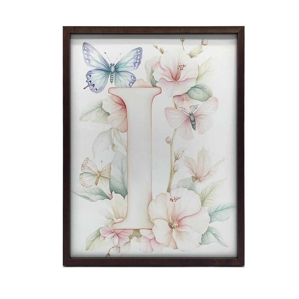 Plakat "I" Z Kwiatami Hibiskusa Plakat "I" Z Kwiatami Hibiskusa, 70X100 Cm, Rama Drewniana Jasny Dąb, Papier Matowy 230 Gsm