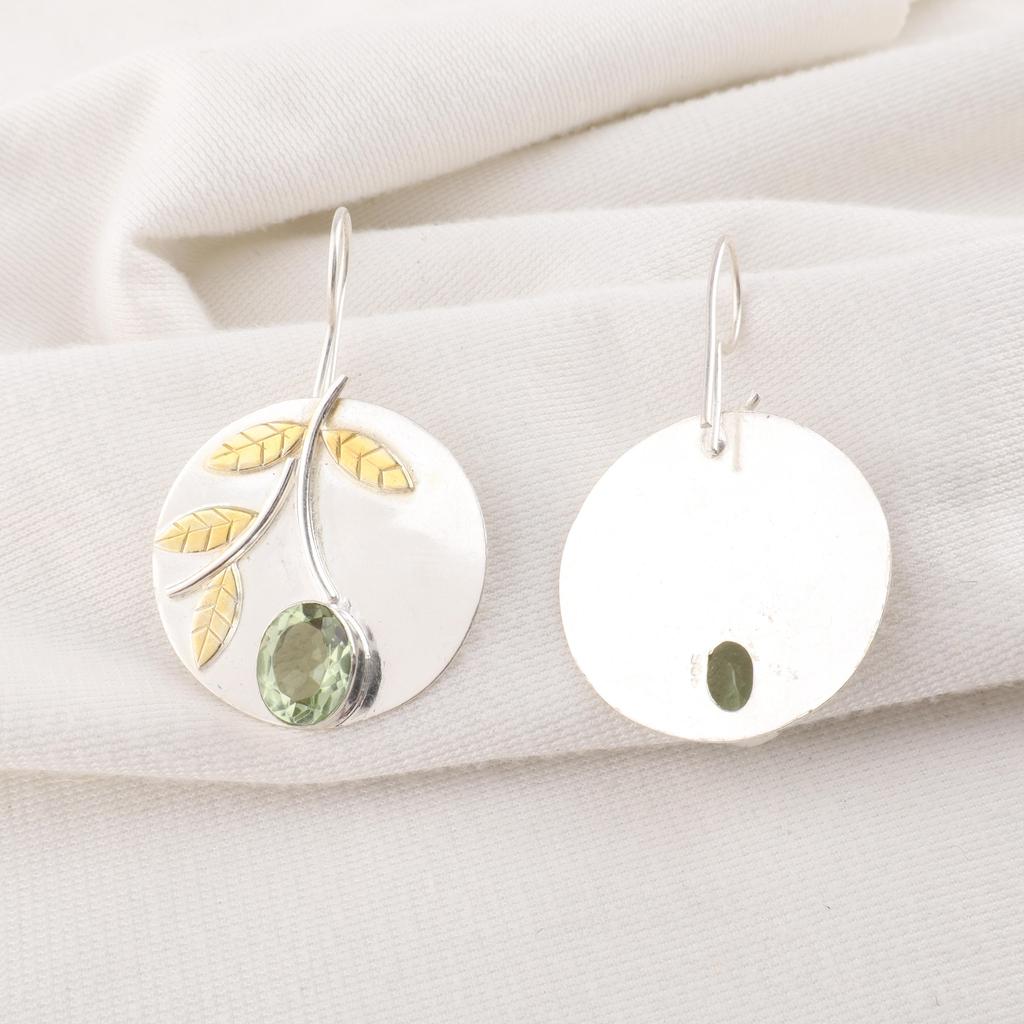 Green Amethyst Gemstone Jewelry, 925 Solid Sterling Silver Earrings, Handmade Jewelry Birthstone Earrings, Gift For Him