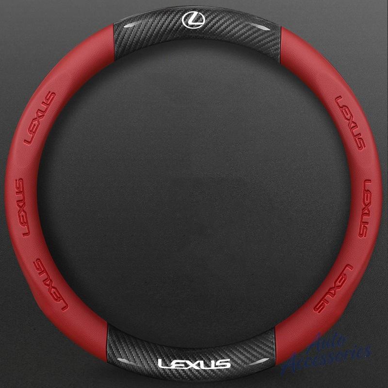 BJYL6 38cm Car Anti-Slip Steering Wheel Cover Carbon Fiber Leather Cover For Lexus F SPORT ES RX NX LS UX LM LX GX LC RZ IS CT GS RC