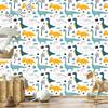 Dinosaurs Leaves and Mountains Wallpaper for Living Room and Bedroom 50x1000