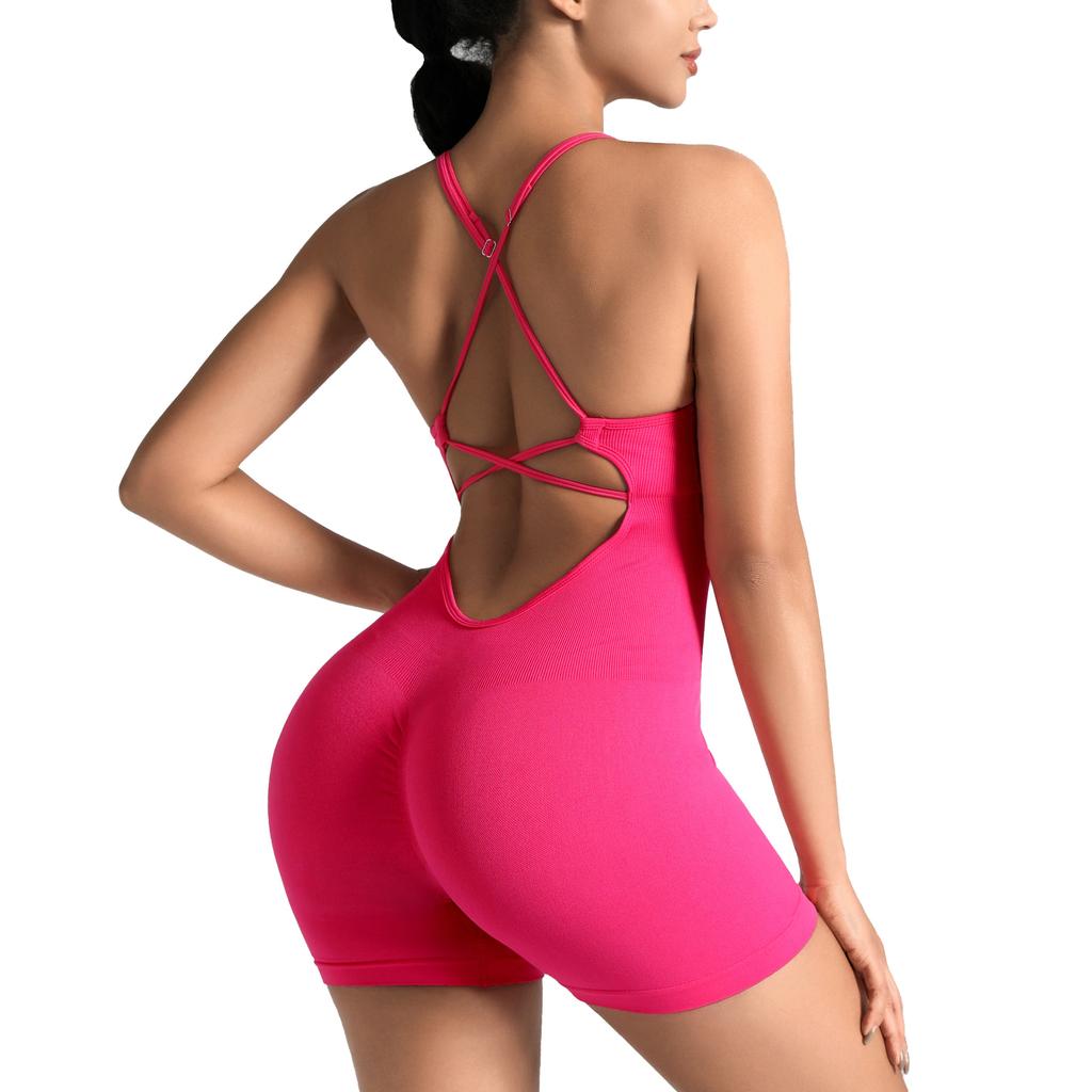 Women's Seamless Yoga Outdoor Beauty Back Sports Underwear Peach Hip Fitness Halter Tight Bodysuit