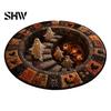 Holiday Gift for Friends 3D Illusion Halloween Rug, Quilted Look Round Area Creepy Deep Pit Pet Friendly Room Rug Design, Non-Slip Floor Mat