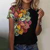 Женская футболка, футболка с принтом, летняя рубашка, пуловер с цветочным узором, женская повседневная одежда, винтажный топ, уличная одежда, футболка Харадзюку