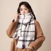Winter Women'S Thick And Warm Mohair Black And White Checkered Scarf Shawl, Student Scarf, High-End Feeling, Windproof And Cold Proof