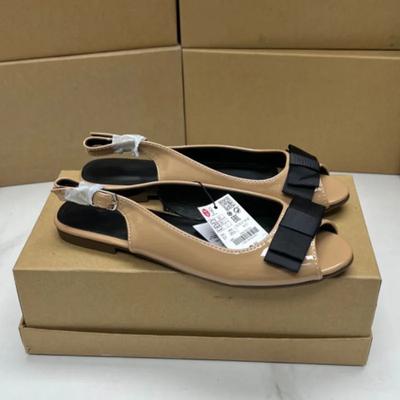 Женские удобные женские туфли на плоской подошве с открытым носком, летние однотонные туфли с открытым носком и бантом в стиле ретро, ​​на мягкой подошве для женщин