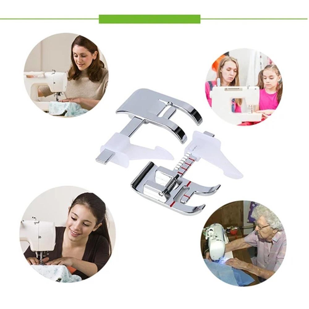 Silver Adjustable Guide Presser Foot Metal Snap on Presser Foot For Home Sewing