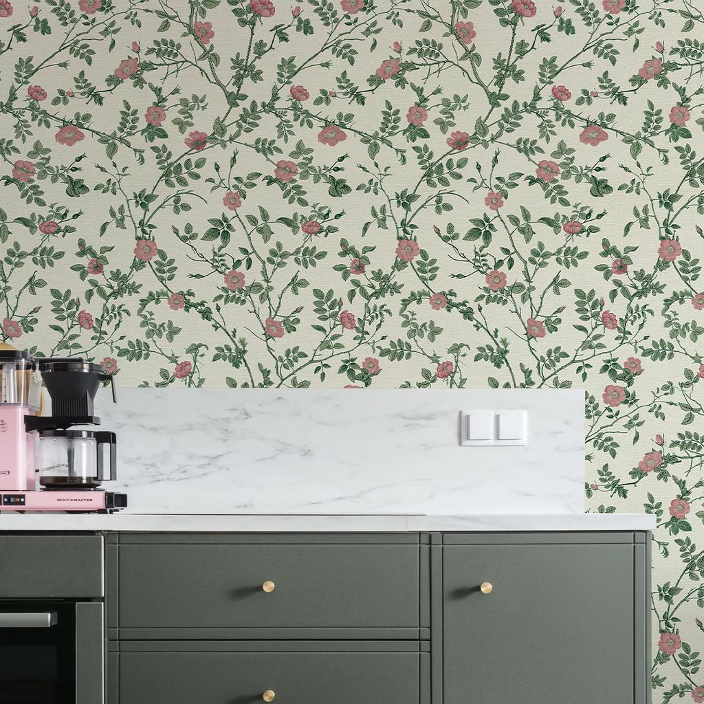 Зеленые Цветочные Обои Самоклеящиеся Ретро Водонепроницаемые Цветочные Настенные Контактные Обои Элегантная Наклейка для Мебели Шкафа