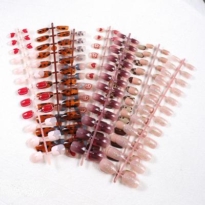 6 шт./кор. Быстрые ногти, блестящий нейл-арт, сделай сам, съемные наклейки для ногтей, накладные ногти с бантом, готовые полоски для ногтей