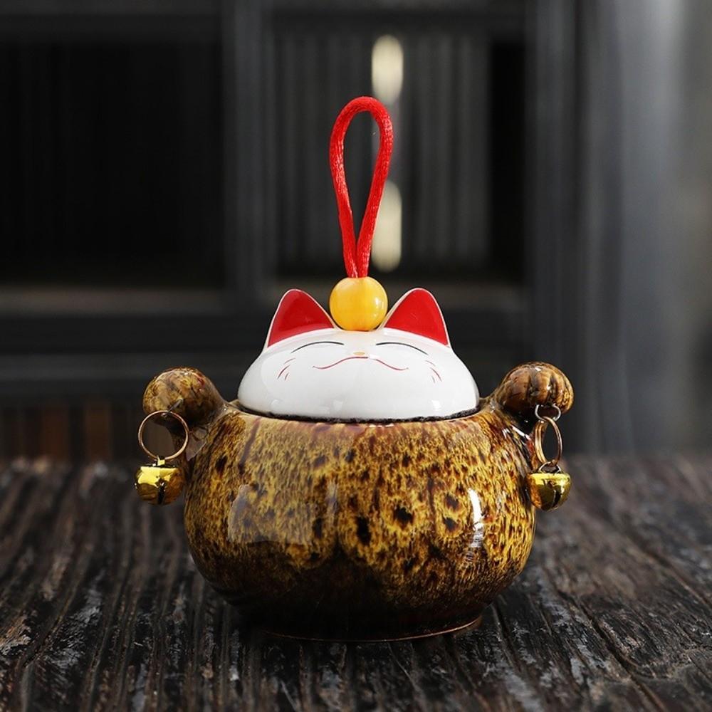 Food Storage Container Lucky Cat Ceramic Tea Canister Cartoon Blessing Tea Sealed Jar Moisture Resistant Tea Cans Tea Storage