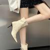 Fashion Rivet Belt Buckle Thin High Heel Side Zipper Banquet Show Women's Short Boots