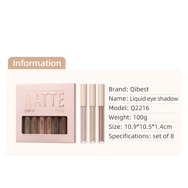 QIBEST Matte Liquid Eyeshadow Liquid Matte Finish Face Nude Earth Color Three-dimensional Eye Cheeks