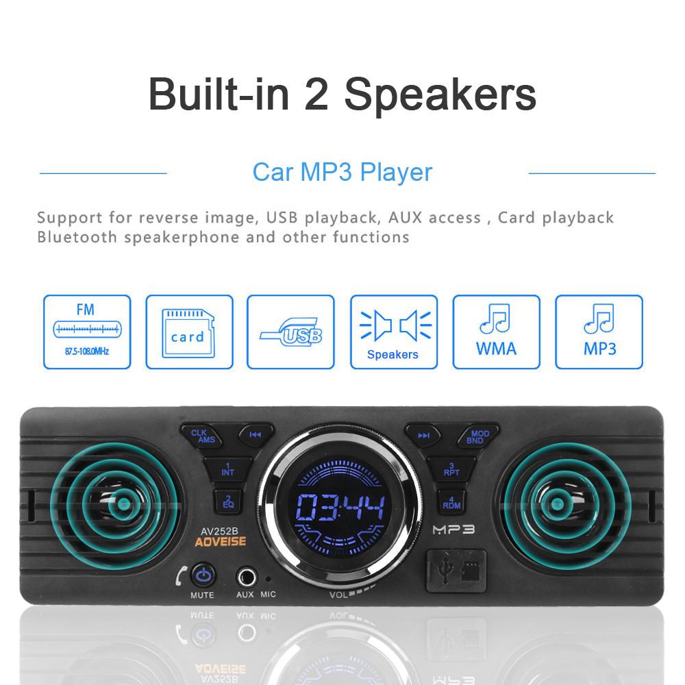 Автомобильный радиоприемник Авторадио Встроенный 2 динамика Bluetooth Hands-free 1 Din AUX вход FM-аудио MP3-плеер USB TF-карта Зарядка телефона