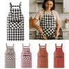 Anti Dirty Chef Work Apron Checkered Print Cooking Aprons Kitchen Aprons  Household Cleaning