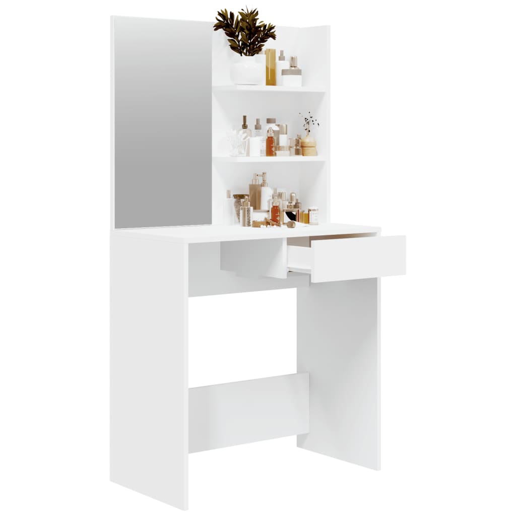 White Vanity Table with Mirror 74.5 x 40 x 141 cm