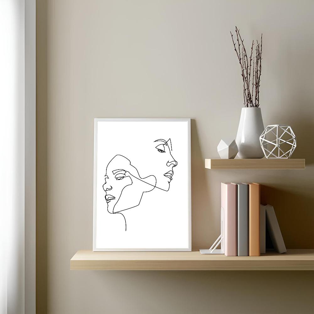 1 шт. Абстрактная линия Женское лицо самоклеящийся художественный постер водонепроницаемая бумажная наклейка для кофейни, бара, настенного декора