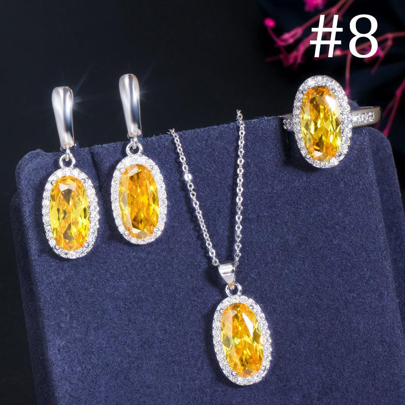 WWJ Super Sparkling овальной формы с кубическим цирконием, обручальное кольцо, серьги, ожерелье