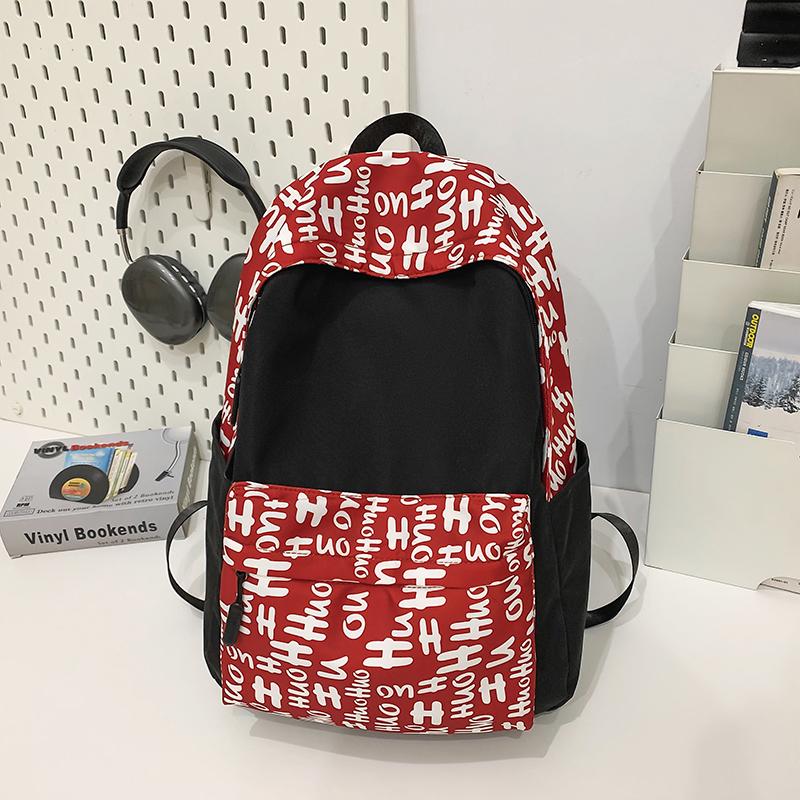 Большая вместительная школьная сумка в стиле колледжа для мужчин и женщин с буквенным принтом, студенческий компьютерный дорожный рюкзак