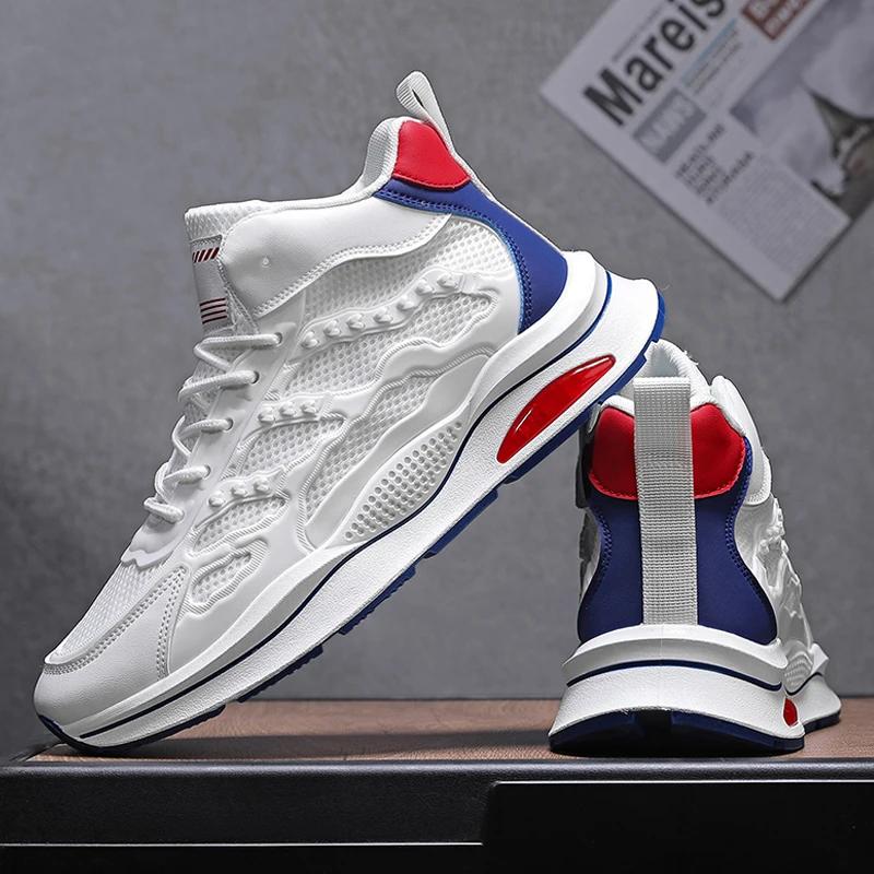 Men'S Breathable Mesh Shoes Summer Out Casual Running Shoes Soft Bottom Comfort Light Fashion Shoes Thick Sole Sneakers