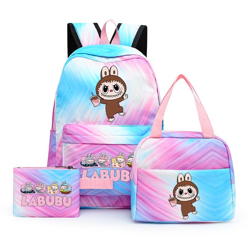 3Pcs/set Printed Backpack with Lunch Bag Pencil Case Student Teenager Boy Girl Bagpack Women's Backpack Set Travel Bag