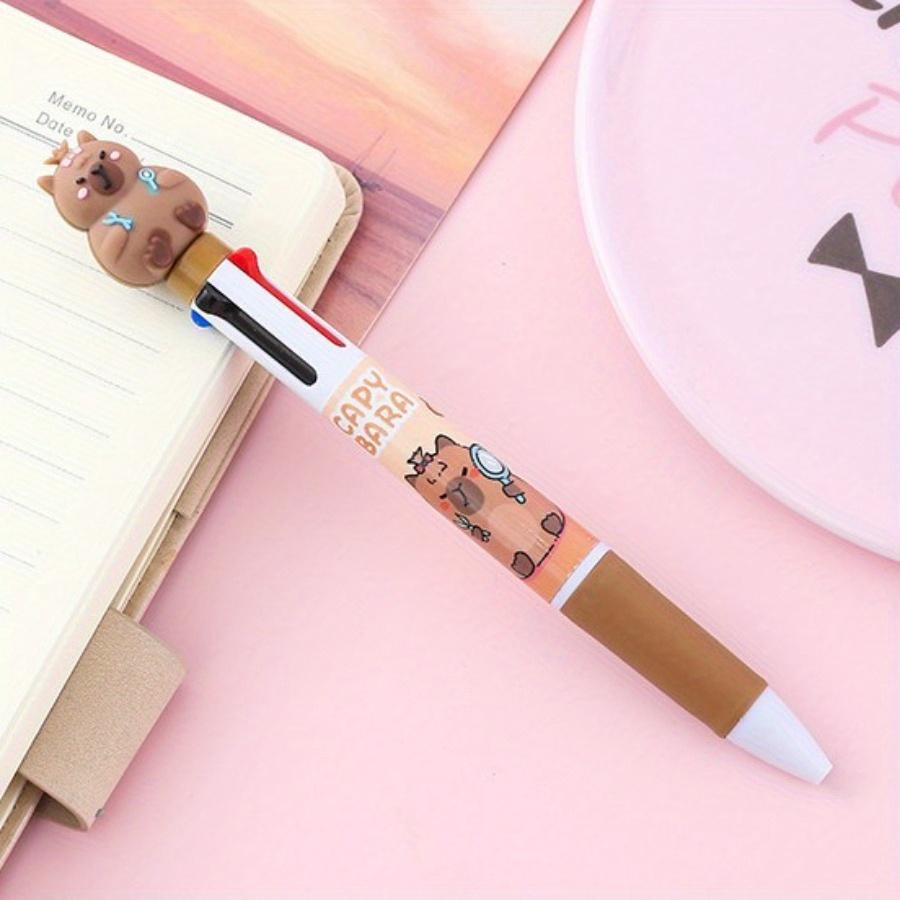 School Season 10pcs 0.5mm Capibala Four-color Ballpoint Pen High-value Stationery Color Handbook Pen Creative Office Multi-color Oil Pen