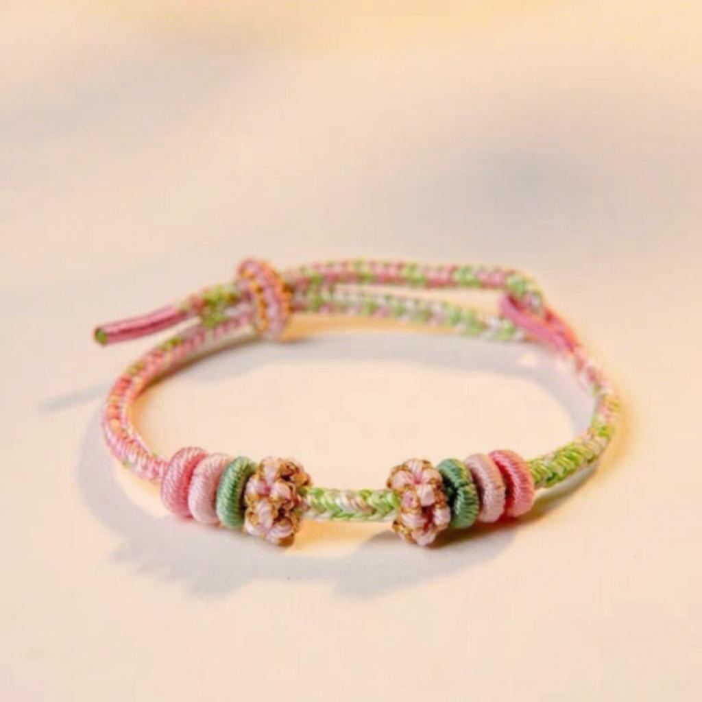 Браслет с узлом «Цветок персика» градиентного цвета, ручной плетеный, регулируемый, вдохновляющий, на удачу и богатство