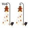 Outdoor Festive Porch Lights Gingerbread Solar Garden Light, Waterproof Yard Light with Warm Powered Snowman Alternatives Waterfall LED, Pathway