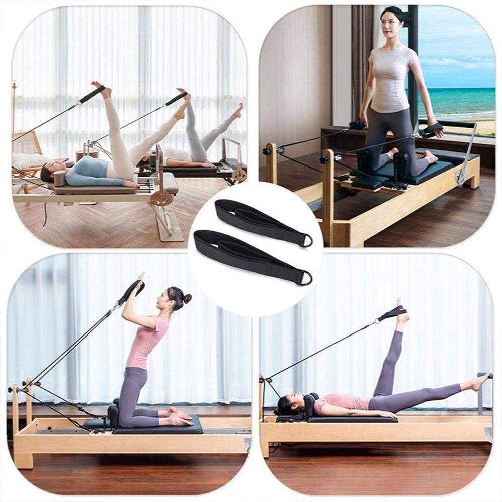 2PCS Pilates Double Loop Straps for Reformer Feet Elastic Cord Yoga Bed Exercise Accessory Resistance Band Pilates Equipment