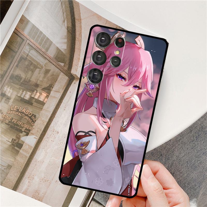 Чехол для телефона Genshin Impact Яэ Мико для Samsung Galaxy S24 Ultra S9 S10 S20 S21 S22 S23 Plus S24 FE S25 Ultra