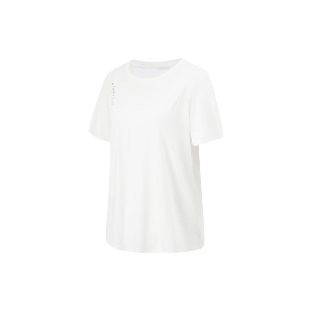 Li Ning Fitness Series Round Neck Loose Breathable Comfortable Sports Short Sleeve Regular T-Shirt Women Tops Standard-White ATSU482-1