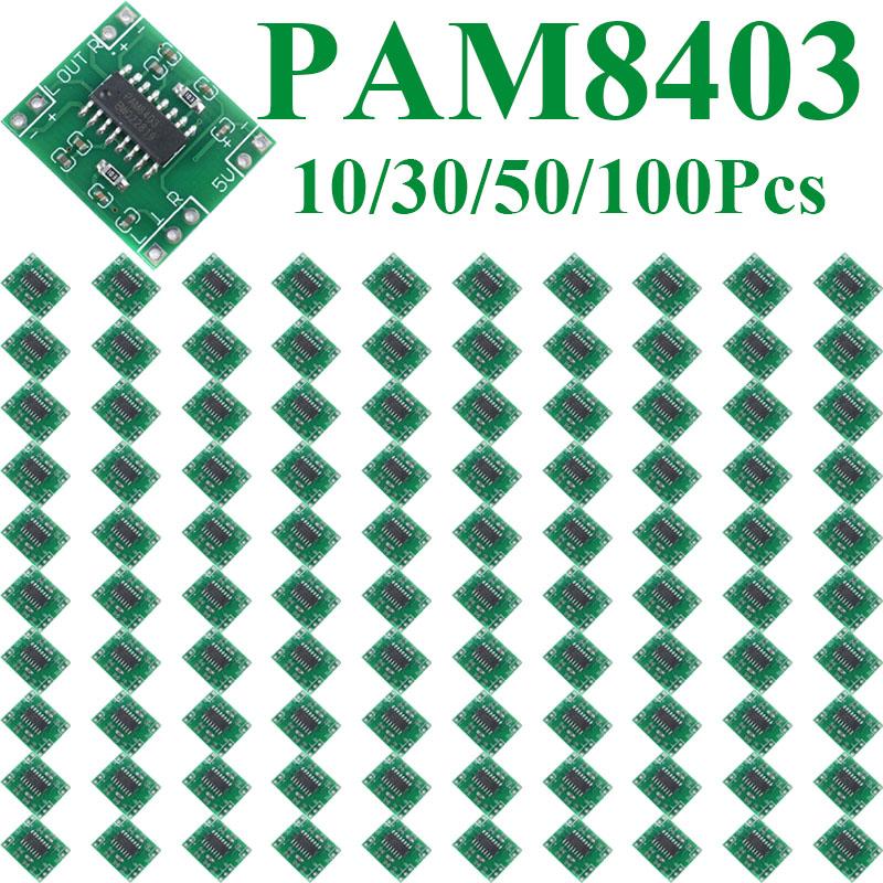 10/30/50/100Pcs Ultra Mini PAM8403 Digital Amplifier Module 2X3W Class D 2.5V 5V USB Powered Audio Board